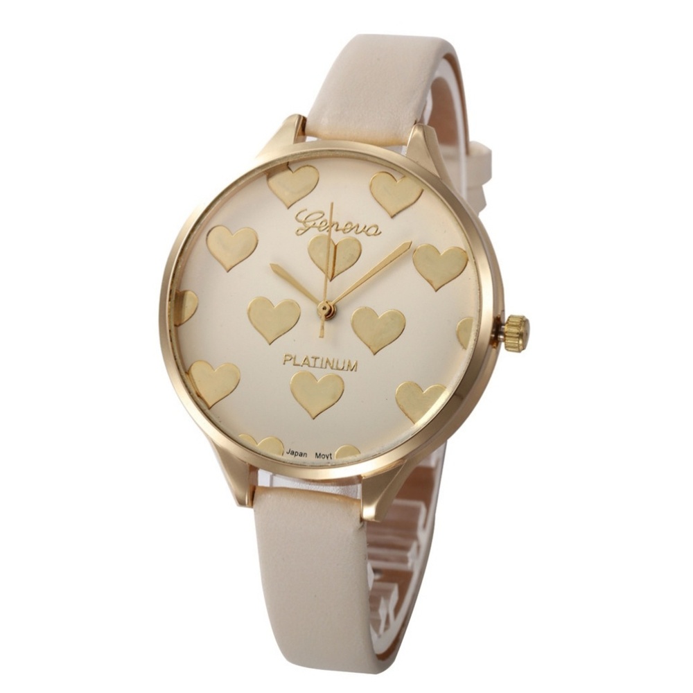 Women's Beige Heart Watch Valentines Day Gift